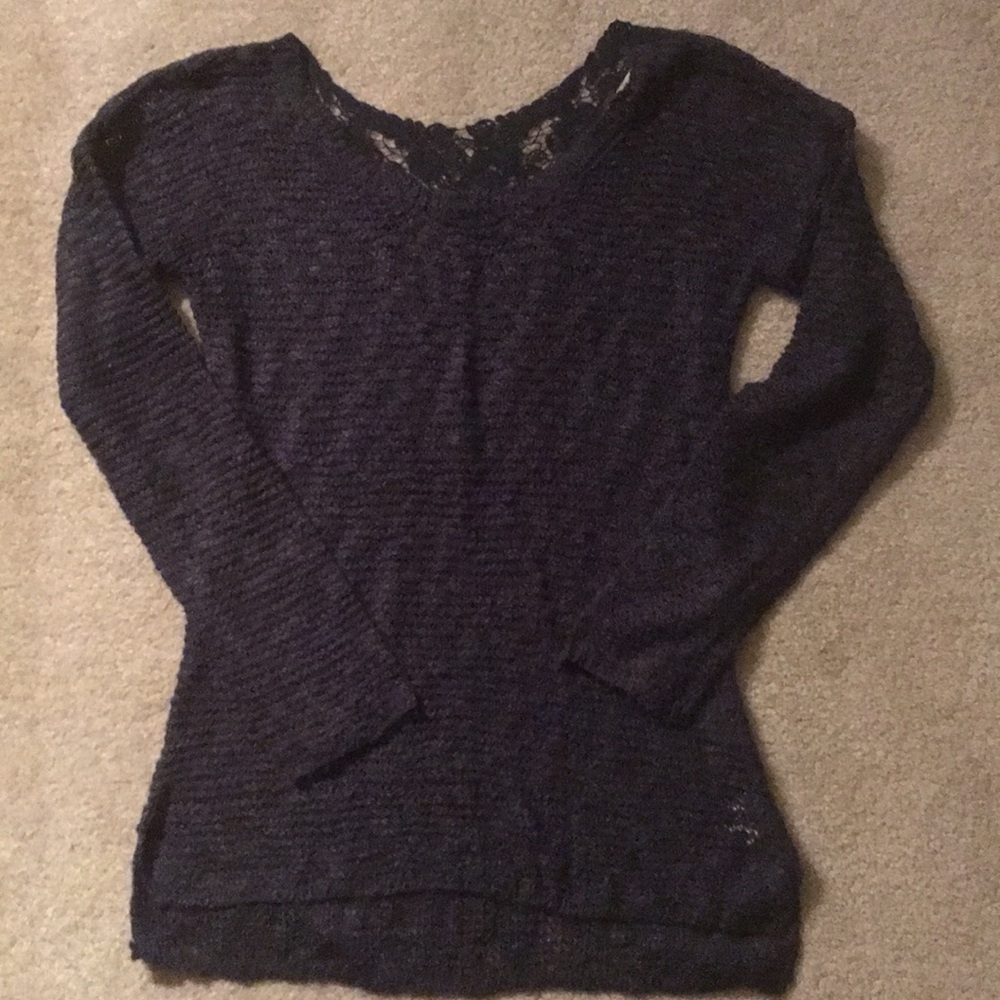 Knit lace back sweater